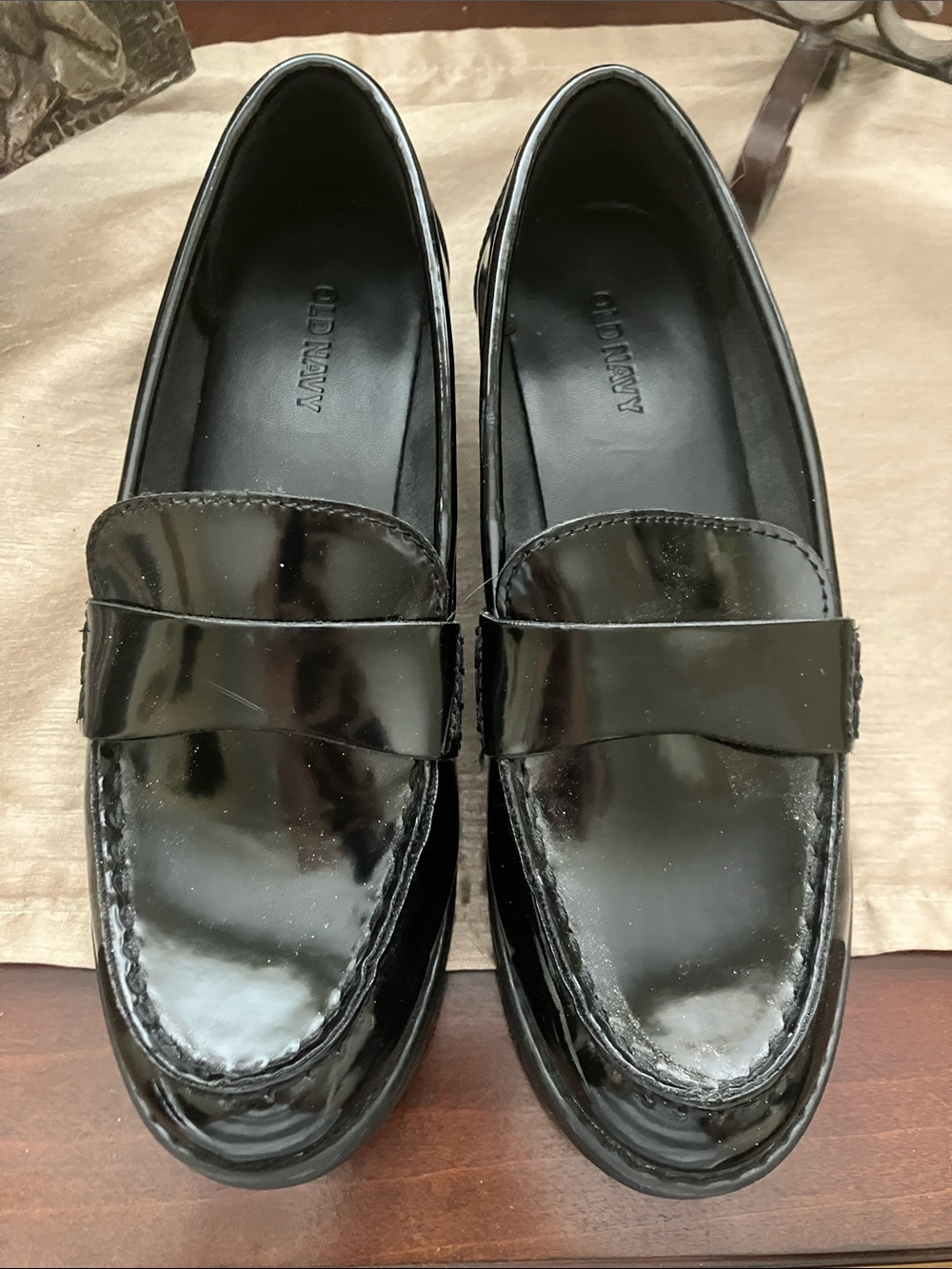 Old Navy Black Patent Penny Loafers